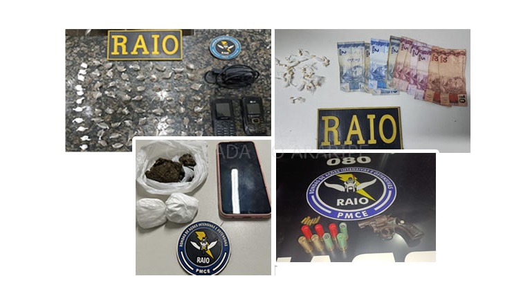 Cinco pessoas presas com drogas em Crato, Granjeiro e Missão Velha e um revólver no Juazeiro
