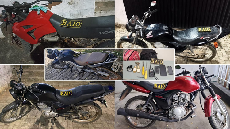 RAIO recolhe seis motos em Crato, Caririaçu, Brejo e Lavras roubada ou adulterada
