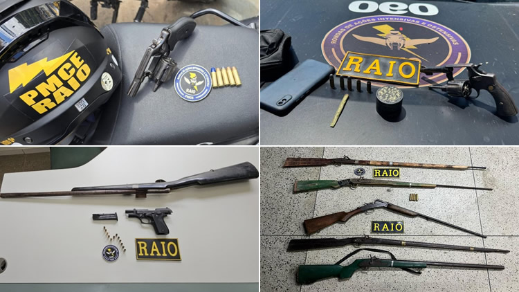 RAIO apreende revólveres em Crato e Mauriti, pistola em Lavras e seis espingardas em Caririaçu