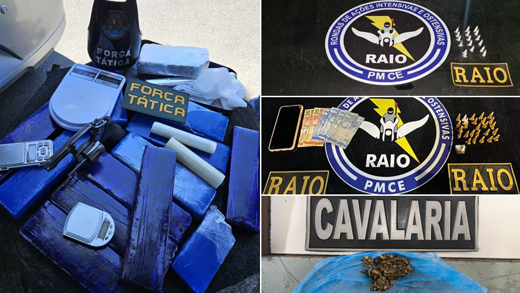 Gol com muita maconha e arma bate na viatura da PM em Juazeiro e mais drogas apreendidas em Lavras e Crato